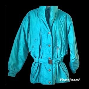 BLACK BEAR Belted Ski Jacket Turquoise, size 8.